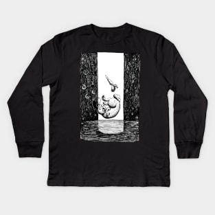 Rabbit fall in the  hole Kids Long Sleeve T-Shirt